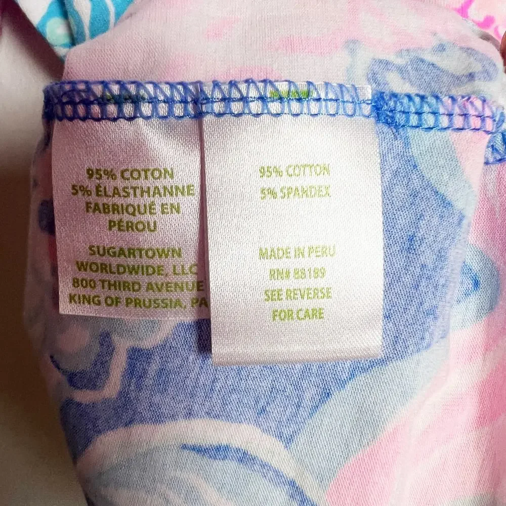 Lilly Pulitzer short sleeve puffs style shirt pink & blue Size Extra Small